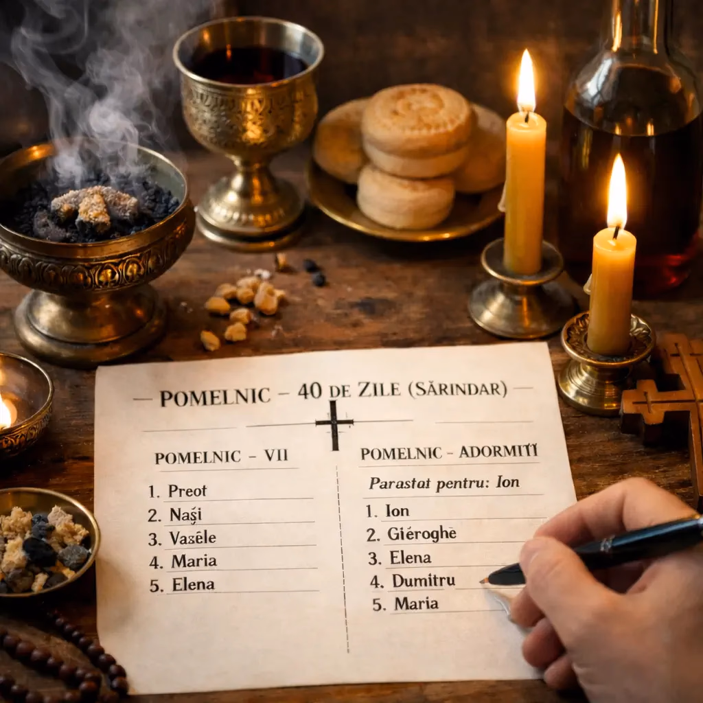 Model pomelnic 40 de zile (Sărindar) – cum se scrie corect + reguli bisericești