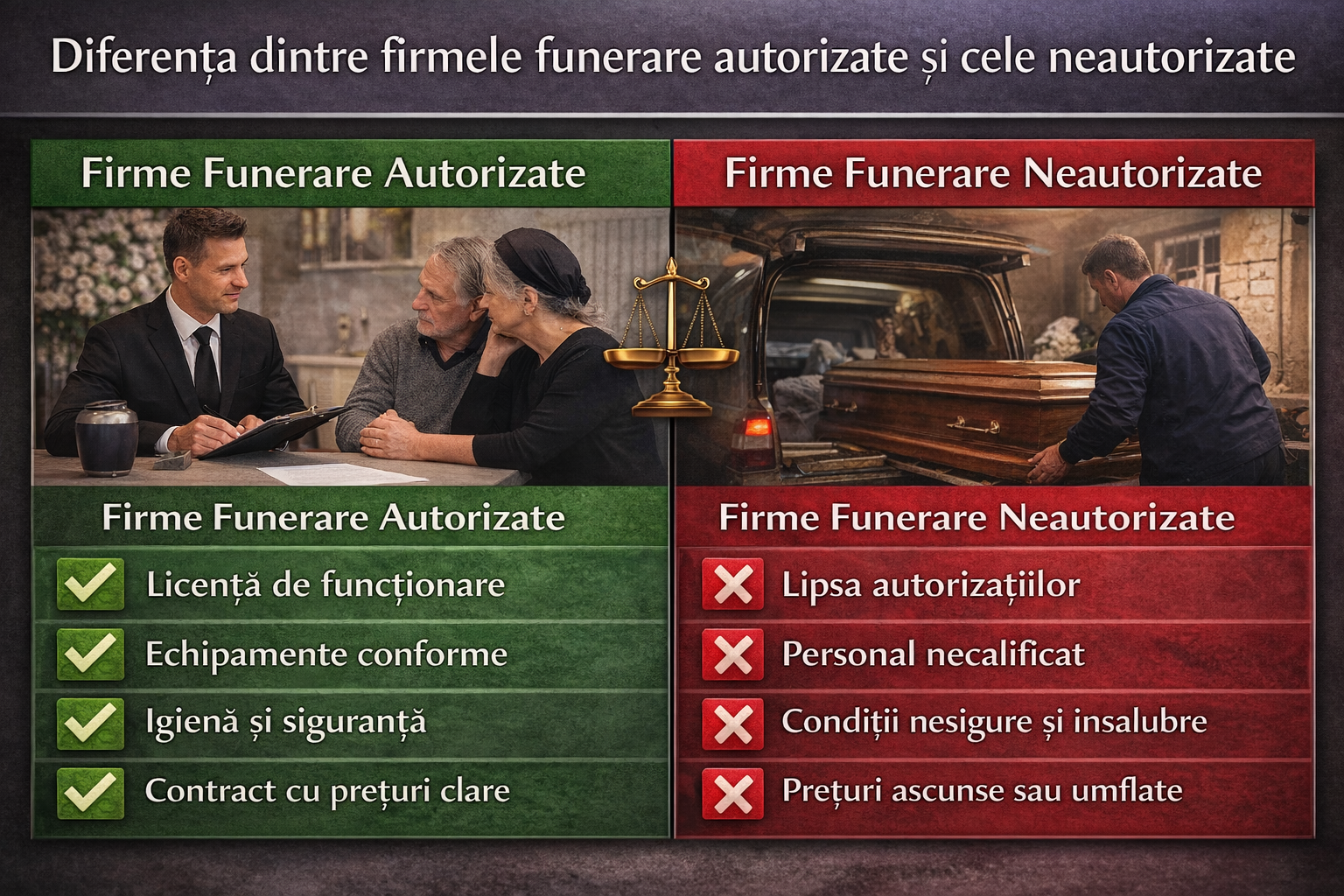 Diferența dintre firmele funerare autorizate și cele neautorizate