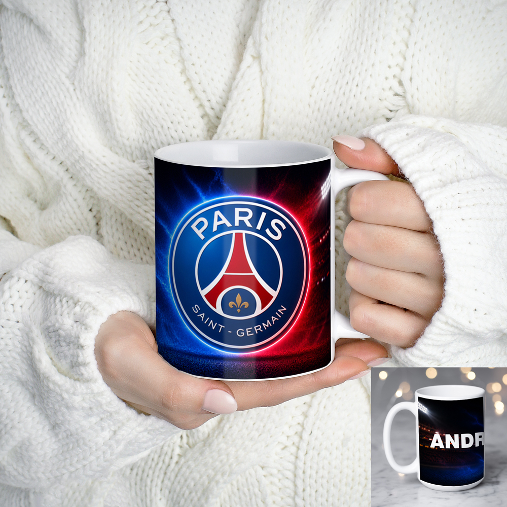 Cana Paris Saint-Germain (PSG) personalizata cu numele tau