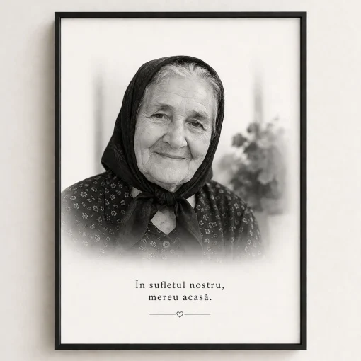 Tablou In Memoriam cu Ramă Personalizat — poză ceramică pentru cruce