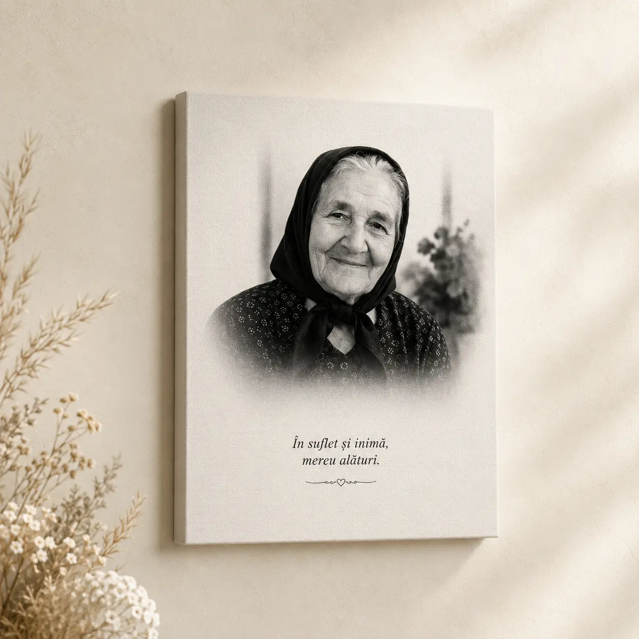 Canvas In Memoriam Personalizat — poză ceramică pentru cruce