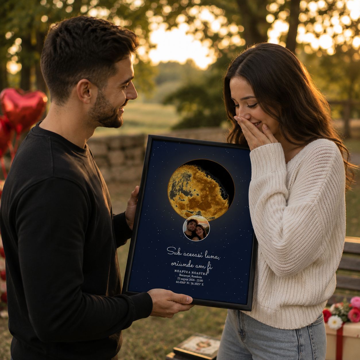 Tablou cu faza lunii personalizat