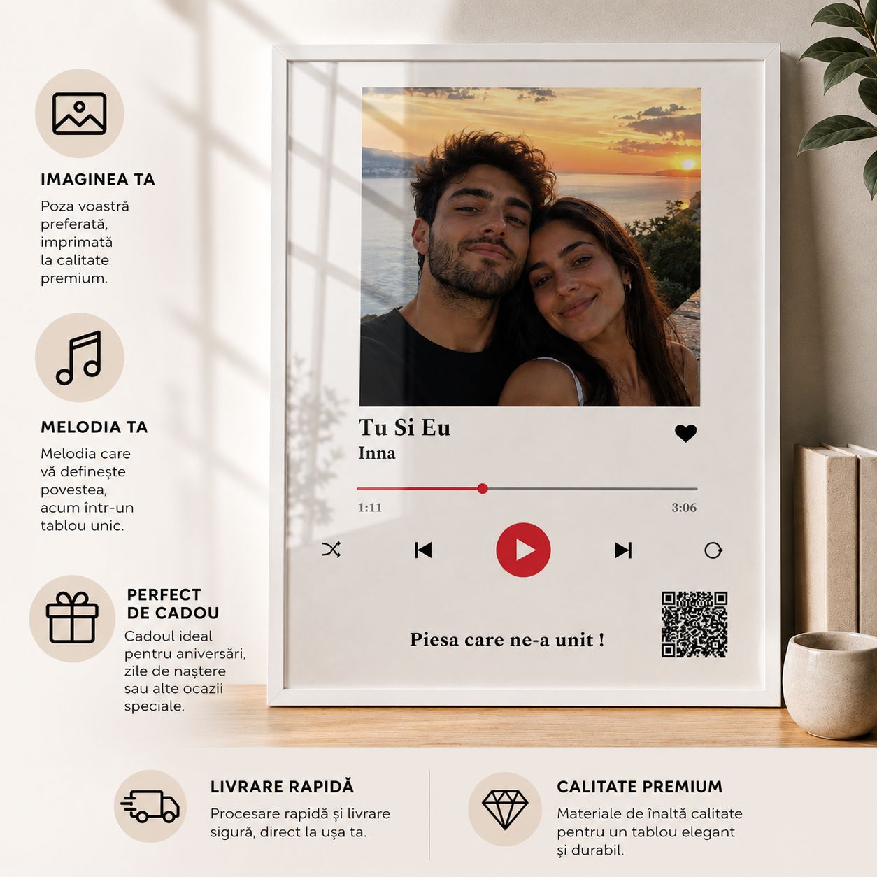 Tablou player muzical personalizat cu cod QR